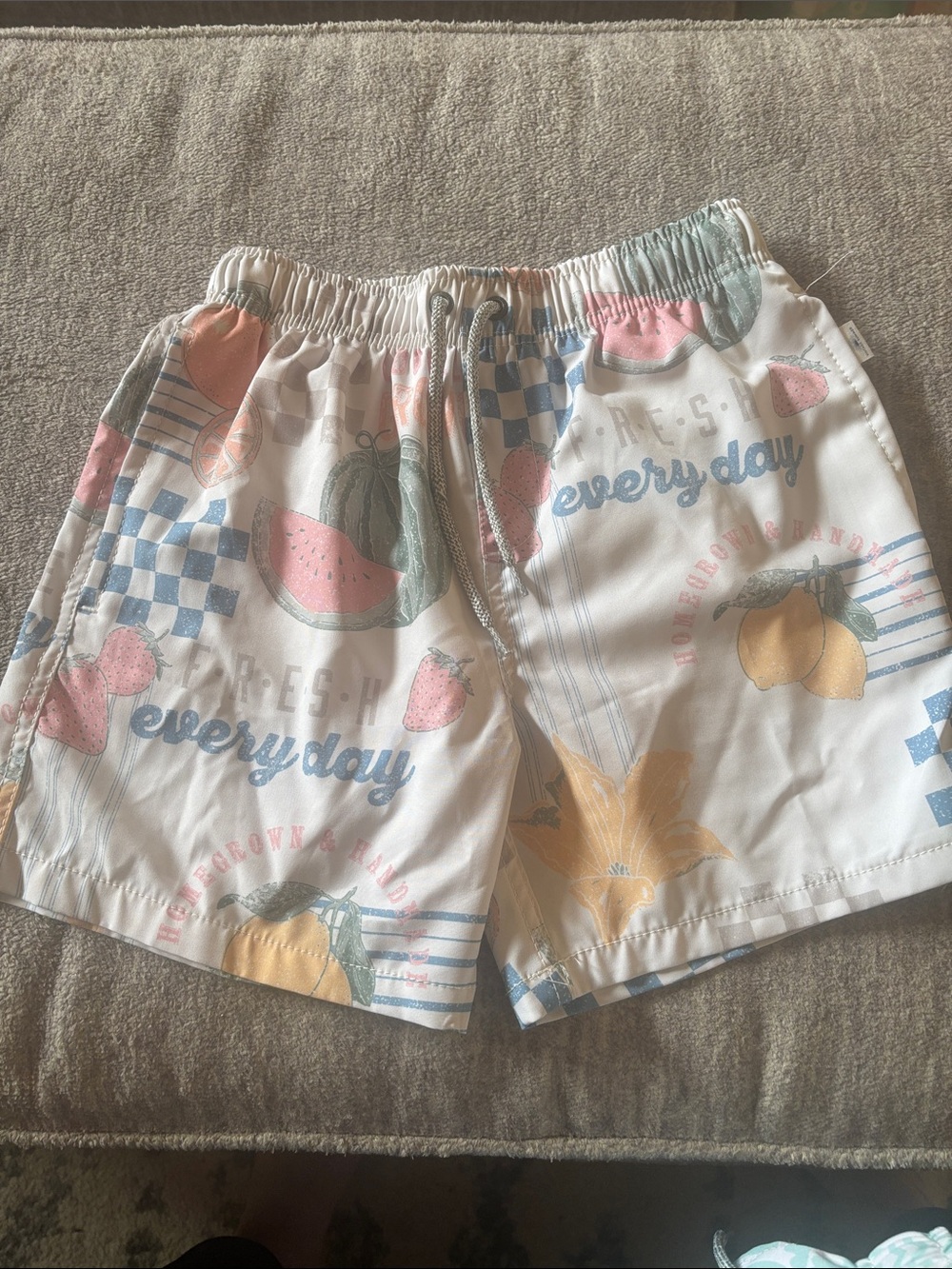 Everyday Kids' White Fruit-Print Swim Trunks